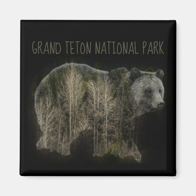 Grizzly Forest Grand Teton Nationalpark Magnet (Vorne)