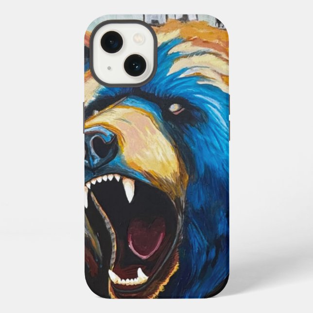 Grizzly-Malerei - Wildtierkunst iPhone Hülle (Rückseite)