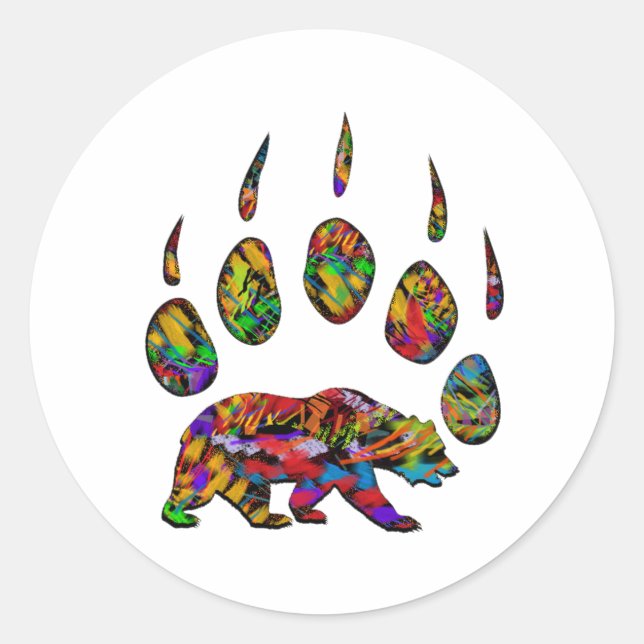 Grizzly-Zeichen Runder Aufkleber (Vorderseite)