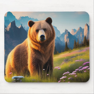 Grizzlybär am Berghang Mousepad