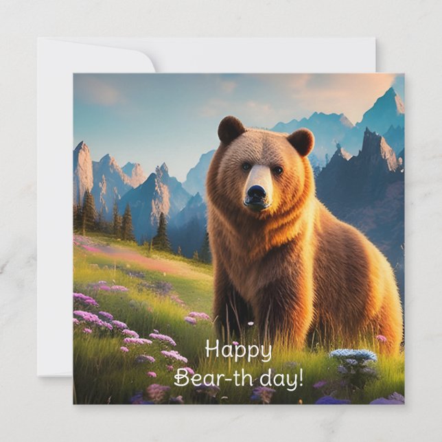 Grizzlybär auf dem Berg Geburtstag (Vorderseite)