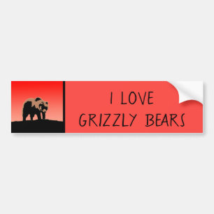 Grizzlybär bei Sonnenuntergang - Original Wildlife Autoaufkleber