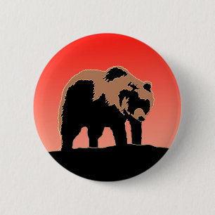 Grizzlybär bei Sonnenuntergang - Original Wildlife Button