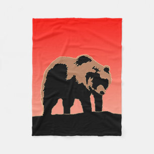 Grizzlybär bei Sonnenuntergang - Original Wildlife Fleecedecke