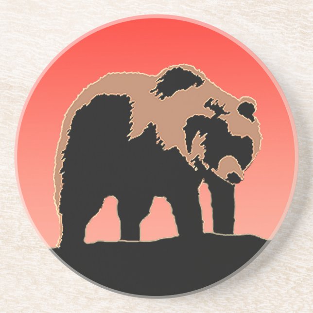 Grizzlybär bei Sonnenuntergang - Original Wildlife Getränkeuntersetzer (Vorne)