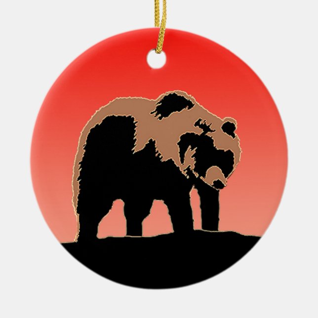 Grizzlybär bei Sonnenuntergang - Original Wildlife Keramik Ornament (Vorne)