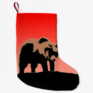 Grizzlybär bei Sonnenuntergang - Original Wildlife Kleiner Weihnachtsstrumpf
