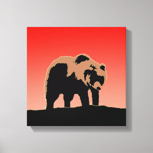 Grizzlybär bei Sonnenuntergang - Original Wildlife Leinwanddruck