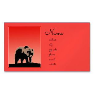 Grizzlybär bei Sonnenuntergang - Original Wildlife Magnetische Visitenkarte