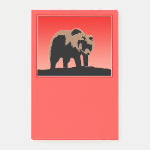 Grizzlybär bei Sonnenuntergang - Original Wildlife Post-it Klebezettel