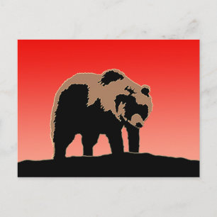 Grizzlybär bei Sonnenuntergang - Original Wildlife Postkarte
