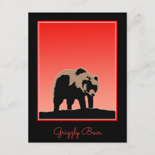 Grizzlybär bei Sonnenuntergang - Original Wildlife Postkarte