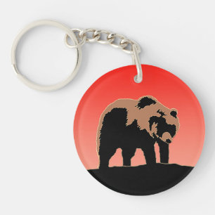 Grizzlybär bei Sonnenuntergang - Original Wildlife Schlüsselanhänger