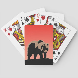 Grizzlybär bei Sonnenuntergang - Original Wildlife Spielkarten