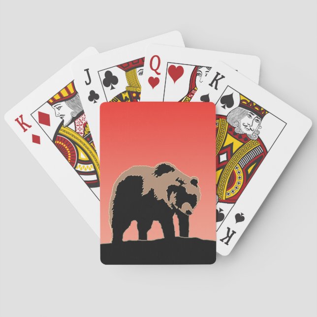 Grizzlybär bei Sonnenuntergang - Original Wildlife Spielkarten (Rückseite)