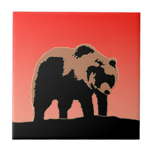 Grizzlybär bei Sonnenuntergang - Originale Wildlif Fliese