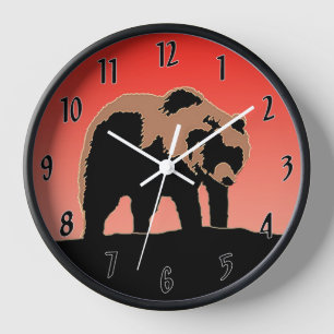 Grizzlybär bei Sonnenuntergang - Originale Wildlif Uhr