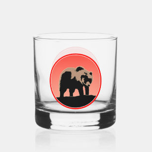 Grizzlybär bei Sonnenuntergang - Originale Wildlif Whiskyglas