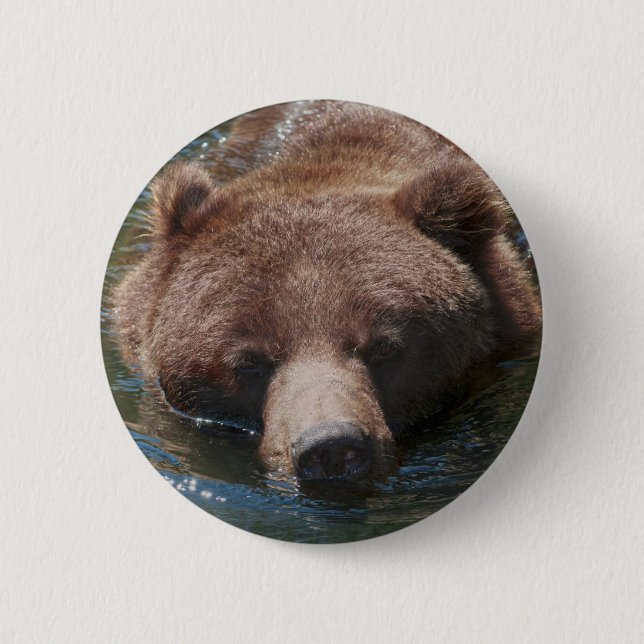 Grizzlybär Button (Vorderseite)