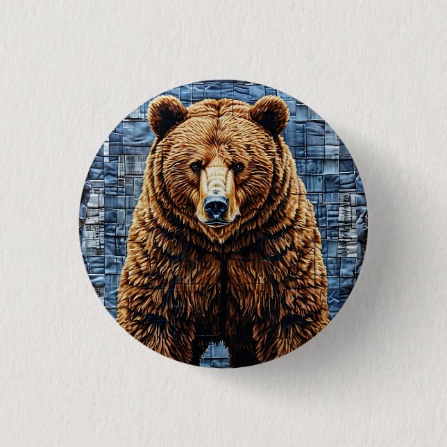 Grizzlybär Button (Vorderseite)