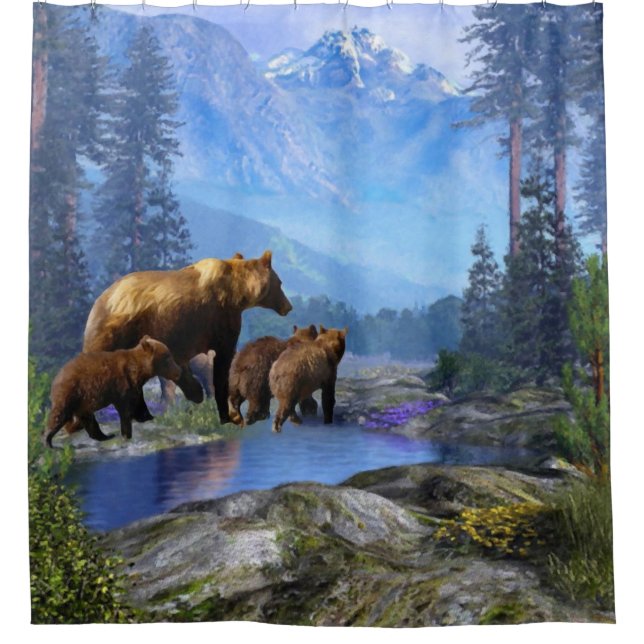 Grizzlybär-Duschvorhang Duschvorhang (Vorderseite)