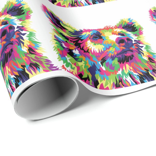 Grizzlybär farbenfrohe Pop Art Geschenkpapier (Rolleneckpunkt)