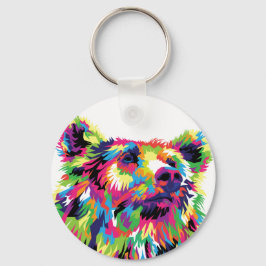 Grizzlybär farbenfrohe Pop Art Schlüsselanhänger