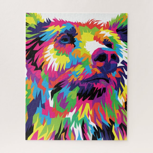 Grizzlybär farbenfrohe Pop Kunst abstrakt (Vertikal)