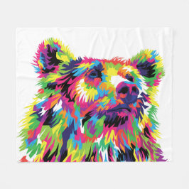 Grizzlybär farbenfrohe Pop Kunst abstrakt Fleecedecke