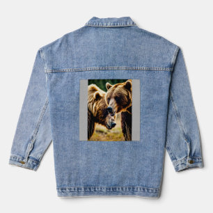 Grizzlybär gegen Stier Showdown – Realistische Hoc Jeansjacke