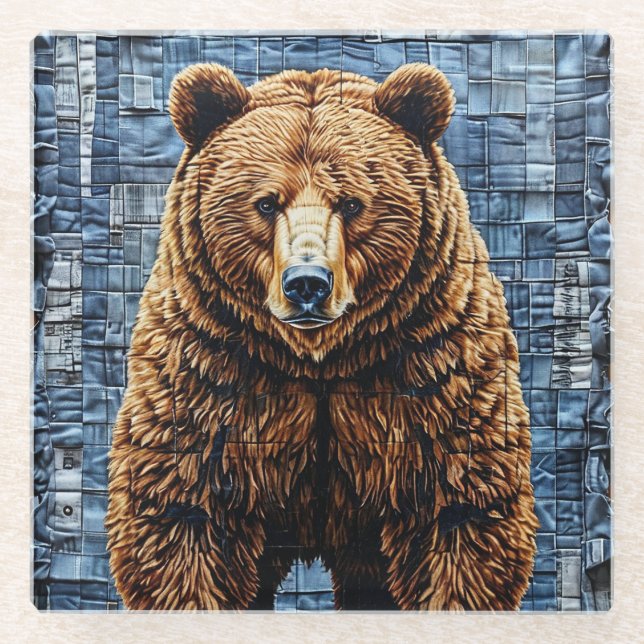 Grizzlybär Glasuntersetzer (Vorderseite)