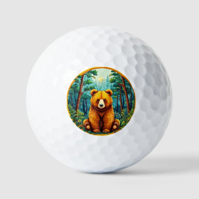 Grizzlybär im Wald Golfball (Vorderseite)