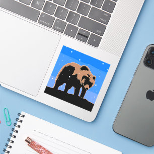 Grizzlybär im Winter - Original Wildlife Art Aufkleber