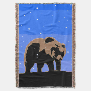 Grizzlybär im Winter - Original Wildlife Art Decke