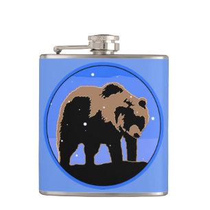 Grizzlybär im Winter - Original Wildlife Art Flachmann