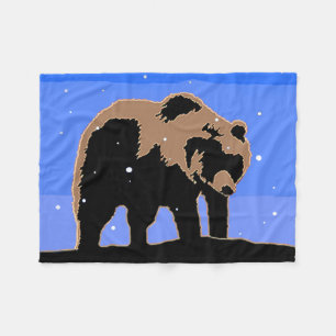 Grizzlybär im Winter - Original Wildlife Art Fleecedecke