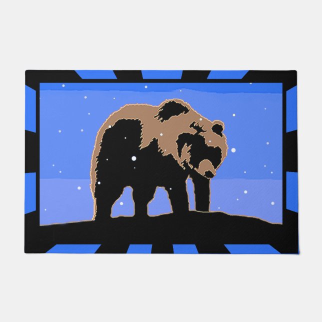 Grizzlybär im Winter - Original Wildlife Art Fußmatte (Vorderseite)