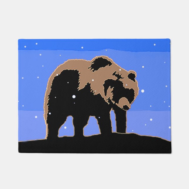 Grizzlybär im Winter - Original Wildlife Art Fußmatte (Vorderseite)