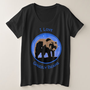 Grizzlybär im Winter - Original Wildlife Art Große Größe T-Shirt