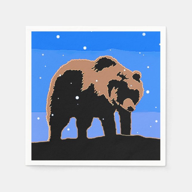 Grizzlybär im Winter - Original Wildlife Art Serviette (Vorderseite)
