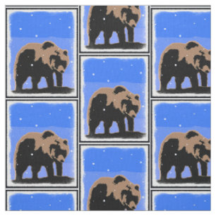 Grizzlybär im Winter - Original Wildlife Art Stoff