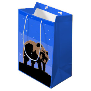 Grizzlybär im Winter - ursprüngliche Tier-Kunst Mittlere Geschenktüte