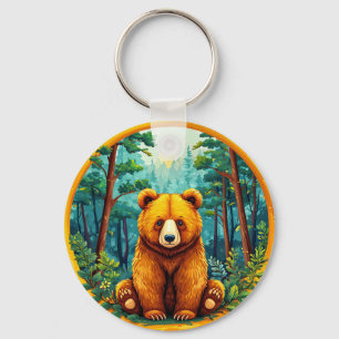 Grizzlybär in einem Wald Schlüsselanhänger
