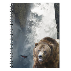 Grizzlybär, Lachs und Wasserfall Notizblock