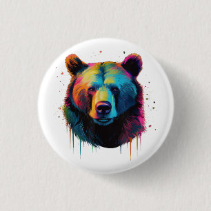 Grizzlybär Liebhaber des Pops Art Big Grizzly Bäre Button