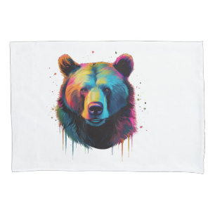 Grizzlybär Liebhaber des Pops Art Big Grizzly Bäre Kissenbezug