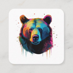 Grizzlybär Liebhaber des Pops Art Big Grizzly Bäre Quadratische Visitenkarte