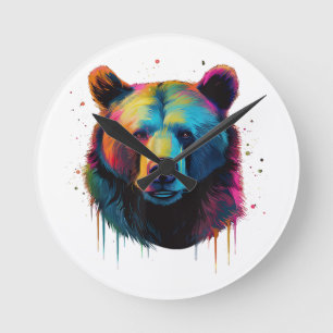 Grizzlybär Liebhaber des Pops Art Big Grizzly Bäre Runde Wanduhr
