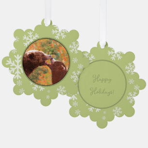 Grizzlybär-Mutter-und-Jungtier-Malerei-Wildtierkun Ornament Karte