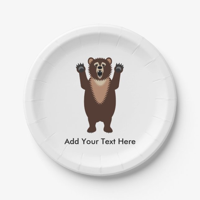 Grizzlybär Pappteller (Vorderseite)